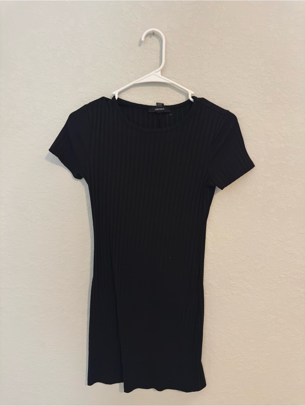 Black Ribbed Mini Dress